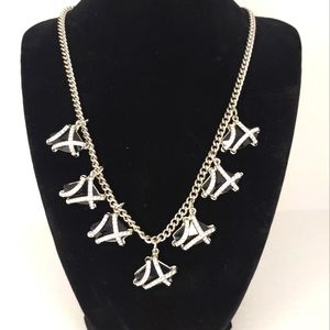 Chunky black and rhinestone bead necklace